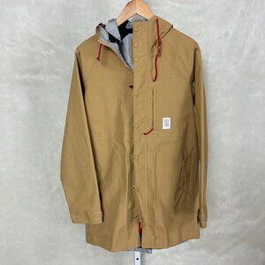 Topo Designs Mens Beige Tan 3L Tech Trench Rain Coat Raincoat S